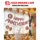 Bộ bong bóng trang trí lễ kỉ niệm cho cặp đôi màu hồng vàng hpan06