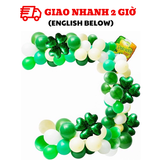 Bộ Bóng Cao Su, Bóng Hình Trái Tim Màu Xanh Lá Trang Trí Lễ Hội Patrick's Day - Green Latex and Heart Shaped Balloon Set For St. Patrick's Day Decorations PTD27