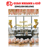 Bộ bong bóng trang trí Happy Anniversary màu hồng vàng hpan07