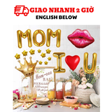 Bộ bong bóng trang trí Ngày của Mẹ Mother's Day màu vàng mfd12