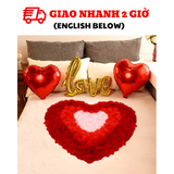 Bộ Bong Bóng Chữ Love và Cánh Hoa Hồng Trang Trí Valentine - Love Foil Balloons and Rose Petals For Valentine Decoraitons VLT07