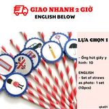 Ống hút giấy chủ đề nước Anh Straw Papper qka01