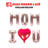 Bộ bong bóng trang trí ngày của mẹ Mom I love You màu hồng mfd16