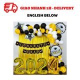 Bộ Bong Bóng Trang Trí Lễ Tốt Nghiệp Graduation Màu Vàng Đen Trắng Nhiều Lựa Chọn LTN23
