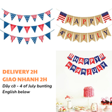Dây cờ trang trí 4 of July bunting qkm02