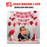 Bộ Bóng, Cánh Hoa Và Dây Cờ Màu Đỏ Trang Trí Valentine - Red Balloons, Rose Petals and Buntings For Valentine Decorations VLT11