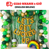 Bộ Bóng Chữ LET GET LUCKED UP, Bóng Cao Su Màu Xanh Lá Trang Trí Lễ Hội Patrick's Day - LET GET LUCKED UP Letter Balloons, Green Balloon Set For Patrick's Day Decorations PTD31