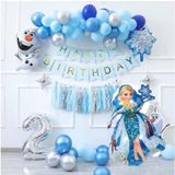 Bộ Bóng Trang Trí Sinh Nhật Elsa Màu Xanh Bạc - Blue Silver Elsa Foil Balloon Combo SEC14