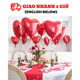 Bộ Bóng Trái Tim Đỏ Trang Trí Valentine, Lễ Tình Nhân - Red Heart Foil Balloons For Valentines Day Decorations VLT10