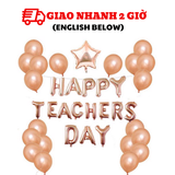 Bộ bong bóng trang trí ngày Nhà Giáo Việt Nam 20-11 màu hồng Rosegold ngvn09