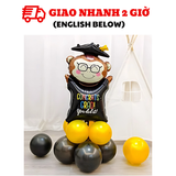 Bộ Bóng Đen Vàng Trang Trí Lễ Tốt Nghiệp - Black and Gold Graduation Balloon Set LTN22