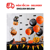 Bộ Bóng Trang Trí Halloween Bí Ngô Cam Đen - Orange And Black Pumpkin Balloon Combo For Halloween Decorations BBHL45
