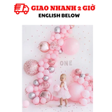 Bộ bóng trang trí tiệc thôi nôi cho bé gái màu hồng Tnoi01