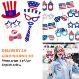 Bộ Phụ Kiện Chụp Hình 4th of July Photo Props qkm01