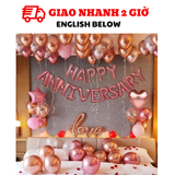 Bộ bong bóng trang trí Happy Anniversary màu hồng Rosegold hpan22