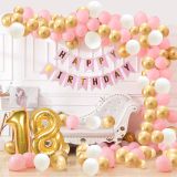 Bộ dây bong bóng trang trí sinh nhật màu hồng trắng Pastel snnl60