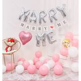 Bộ bong bóng trang trí tiệc cầu hôn màu bạc hồng hpni18