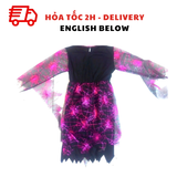Bộ Trang Phục Hóa Trang Phù Thủy Màu Tím Hologram Cho Bé Gái - Hologram Purple Witch Dress, Cosplay Outfits For Girl TPHT72