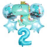 Bộ Bóng Bay Khủng Long Màu Xanh Cho Bé - Blue Dinosaur Helium Balloon Combo HLK35