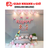 Bộ Bóng HAPPY 8-3 Trang Trí Ngày Quốc Tế Phụ Nữ 8/3 Màu Hồng Trắng - White and Pink Balloon Set for Decorations WMD10