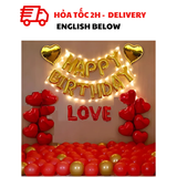 Bộ Bóng Trang Trí Sinh Nhật Dịp Valentine - Red and Gold Balloons For Valentine Birthday Parties VLT12
