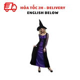 Bộ Trang Phục Hóa Trang Nữ Phù Thủy Màu Tím Cho Tiệc Halloween - Purple Women's Cool Witch Halloween Costume TPHT66