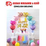 Bộ Bóng Chữ HAPPY 14.02 và Tim Nhiều Màu Trang Trí Valentine - HAPPY 14.02 and Heart Foil Balloons For Valentines Day Decorations VLT30