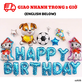 Bộ bong bóng sinh nhật chủ đề chó cứu hộ màu xanh cch35