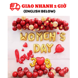 Bộ Bóng Chữ Women's Day, Bóng Chữ Love Trang Trí Ngày Quốc Tế Phụ Nữ 8/3 Màu Đỏ Vàng - Gold and Red Balloon Set for Decorations WMD11