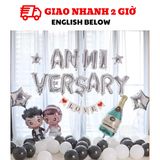 Bộ bóng trang trí tiệc kỉ niệm Happy Anniversary màu bạc hpan08