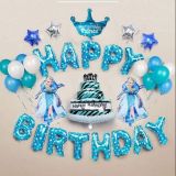 Bộ Bóng Trang Trí Sinh Nhật Elsa Màu Xanh Chấm Bi - Blue Elsa Foil Balloon Combo SEC11