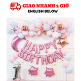Bộ bóng sinh nhật cho bé gái màu hồng BBG17
