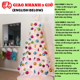 Bộ cây thông Noel màu trắng và phụ kiện trang trí cây thông nhiều màu ctne24