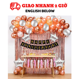 Bộ bong bóng trang trí lễ kỷ niệm Happy Anni màu Rosegold hpan26
