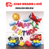 Bộ bong bóng trang trí sinh nhật cho bé chủ đề xe cộ nhiều màu phg21