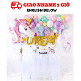 Bộ bong bóng trang trí sinh nhật chủ đề kỳ lân Unicorn upkp02