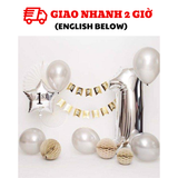 Bộ bóng trang trí cho bé màu trắng bạcTnoi16