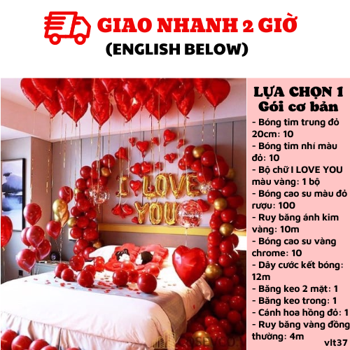 Bộ bong bóng trang trí Valentine 14/2 đẹp giá rẻ – Party Vui