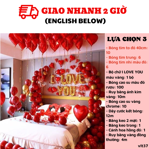 Bộ bong bóng trang trí Valentine 14/2 đẹp giá rẻ – Party Vui