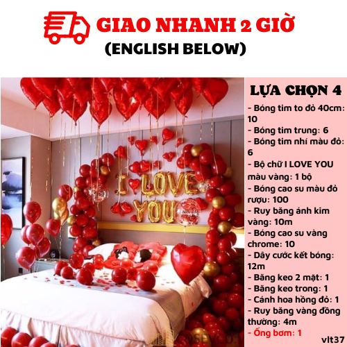 Bộ bong bóng trang trí Valentine 14/2 đẹp giá rẻ – Party Vui