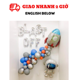 Bộ bong bóng trang trí sinh nhật chủ đề phi hành gia cho bé màu bạc PHG58