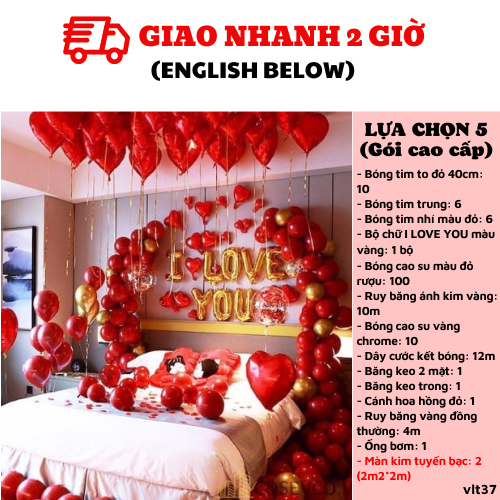 Bộ bong bóng trang trí Valentine 14/2 đẹp giá rẻ – Party Vui