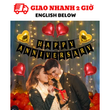 Bộ dây cờ trang trí ngày kỷ niệm đẹp Happy Anniversary hpan28