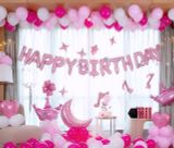 Bộ bong bóng trang trí tiệc sinh nhật màu hồng snnl49