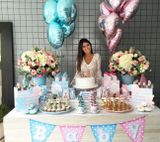 Bộ bong bóng trang trí tiệc dự đoán giới tính màu xanh hồng tbgt28