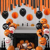 Bộ Bóng Hình Trang Trí Halloween Màu Trắng Đen Cam - White Black Orange Halloween Balloon Combo BBHL51