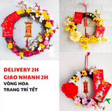 1 vòng hoa tết đào mai trang trí tết - Wreath for Tết pktet71