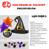 Bộ Bóng Mũ Phù Thuỷ Halloween Witch Hat Foil Balloon Combo BBHL117