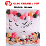 Bộ bóng trang trí Halloween màu hồng đen bbhl20