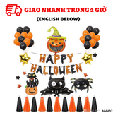 Bộ bong bóng trang trí cho ngày Halloween màu đen cam bbhl03